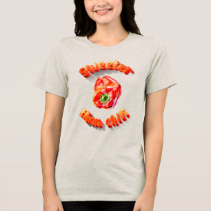 Sweeter Than Chilli 3D Text And Red Pencil Drawing Tri-Blend Shirt