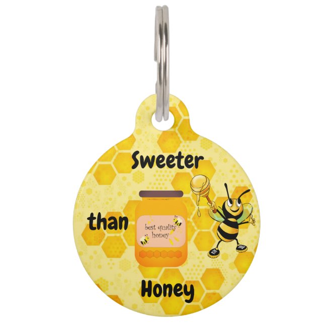 Sweeter than Honey - Bee Honey Comb Pet Tag (Front)