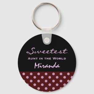 Sweetest AUNT in the World Polka Dot Pattern Z60A Key Ring
