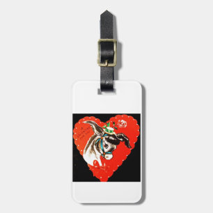 Sweetest Beautiful Vintage Valentine Donkey Luggage Tag