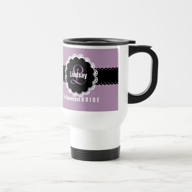 Sweetest BRIDE Monogram Custom Name Colour B6 Travel Mug (Right)