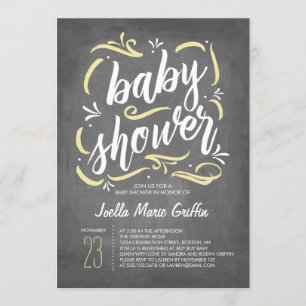 Sweetest Chalkboard Baby Shower Invitation   Yello