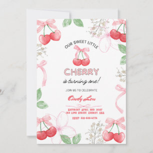 Sweetest Cherry 1st Custom Digital  Invitation