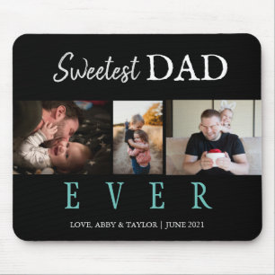 "SWEETEST DAD EVER" Custom 3 Photos Mouse Mat