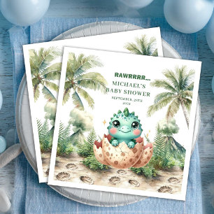 Sweetest Dino hatching soon baby shower napkins