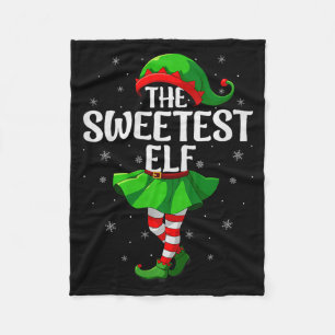 Sweetest Elf Christmas Girls Women Elf Squad Xmas Fleece Blanket