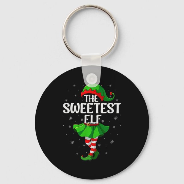 Sweetest Elf Christmas Girls Women Elf Squad Xmas  Key Ring (Front)