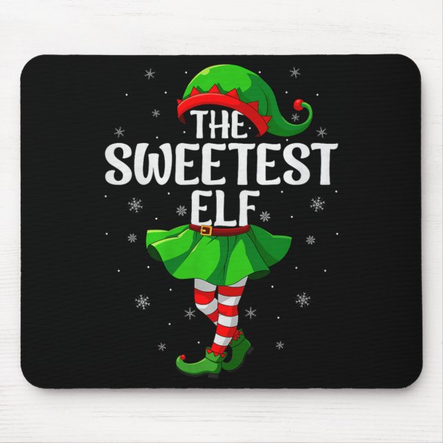 Sweetest Elf Christmas Girls Women Elf Squad Xmas  Mouse Mat (Front)