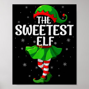 Sweetest Elf Christmas Girls Women Elf Squad Xmas Poster