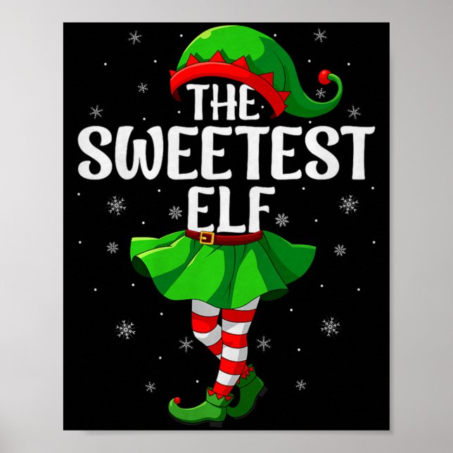 Sweetest Elf Christmas Girls Women Elf Squad Xmas  Poster (Front)