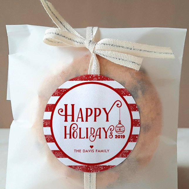 Sweetest Happy Holidays | Custom Christmas Classic Round Sticker (Creator Uploaded)