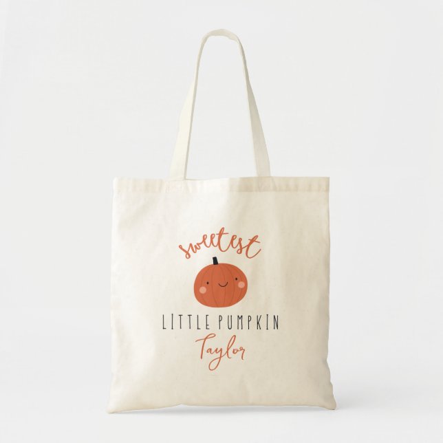 sweetest little pumpkin Custom Name Tote Bag (Front)