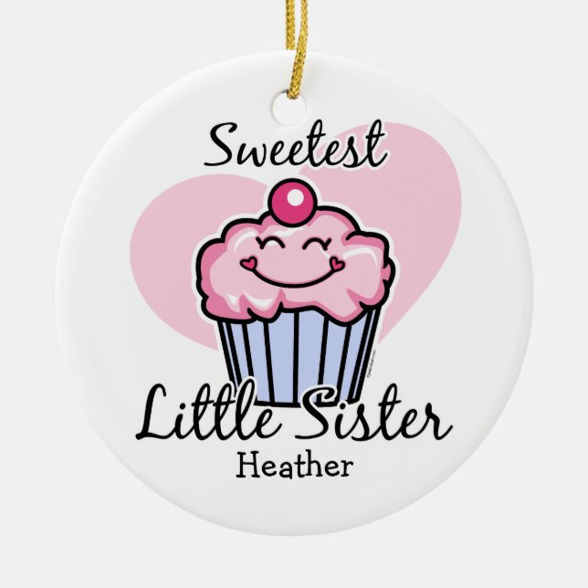 Sweetest Little Sister Personalised Ornament (Front)