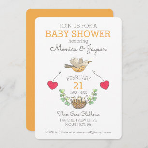 Sweetest Mama Bird Flying Baby Shower Gold Invitation
