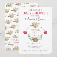 Sweetest Mama Bird Flying Over Nest Baby Shower In