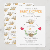 Sweetest Mama Bird Flying Over Nest Baby Shower