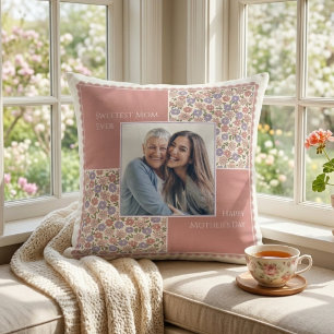 Sweetest Mum Vintage Floral Mother’s Day Photo Cushion