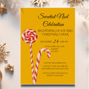Sweetest Noel Candy Cane Christmas Party Invite