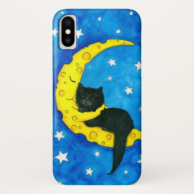 Sweetest of Dreams Cat Moon Hug by Bihrle Case-Mate iPhone Case (Back)