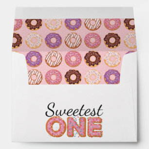 SWEETEST ONE Pink Iced Doughnuts First Birthday Pa Envelope