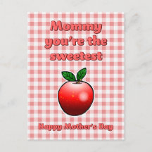 Sweetest Red Apple Mothers Day Postcard