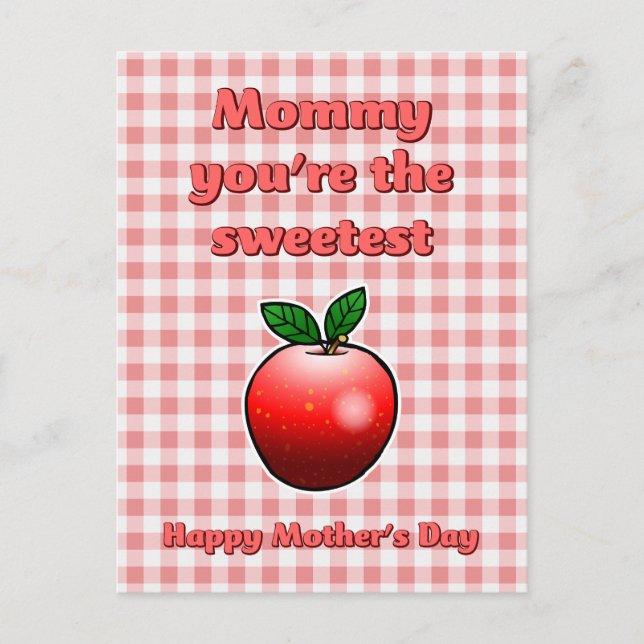 Sweetest Red Apple Mothers Day Postcard (Front)