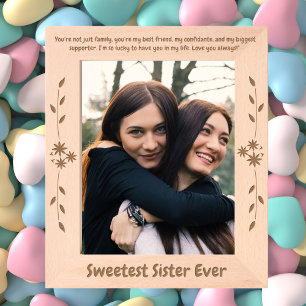 Sweetest Sister Ever Valentines Gift Wooden Etched Frames