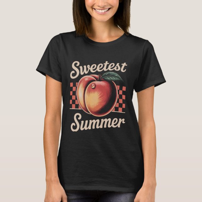 Sweetest Summer Peach Retro T-Shirt – Vintage Summ (Front)