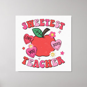 Sweetest Teacher Valentines Day Hearts Canvas Print