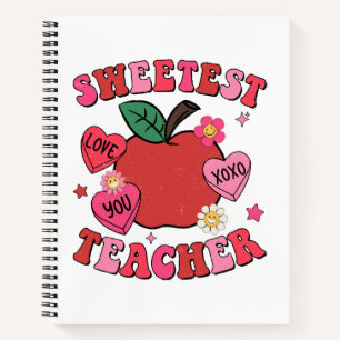 Sweetest Teacher Valentines Day Hearts Notebook