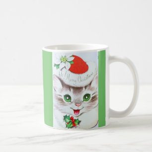 Sweetest Vintage Christmas Kitten Coffee Mug