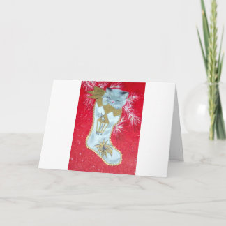 Sweetest Vintage Mid Century Mod Christmas Kitten Holiday Card