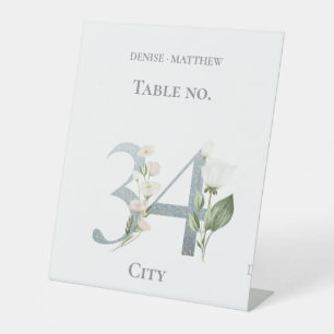 Sweetest White Floral Table Number Table Tent Sign