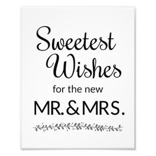 Sweetest Wishes New Mr and Mrs Wedding Sign