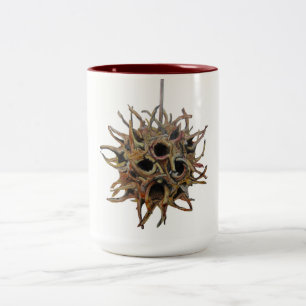 Sweetgum Pod Maroon 15 oz Two-Tone Mug (1 of 4 )