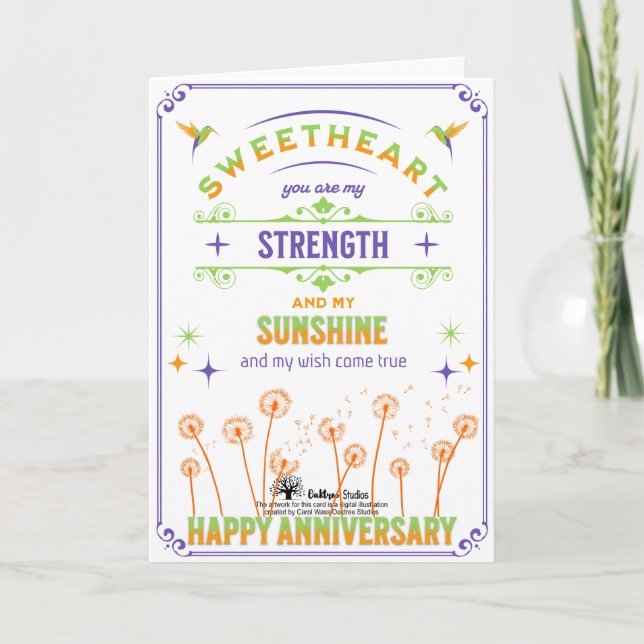 Sweetheart Anniversary Card for her or him (Front)