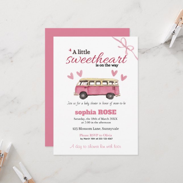 Sweetheart Baby Shower Invitation  (Front/Back In Situ)