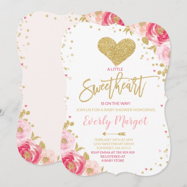 Sweetheart Baby Shower Invitation Valentine's Baby (Front/Back)