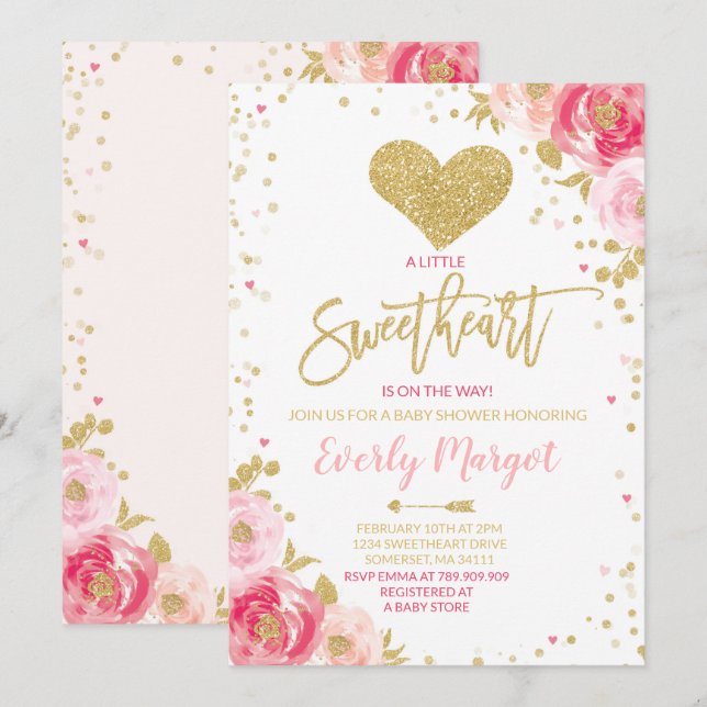 Sweetheart Baby Shower Invitation Valentine's Baby (Front/Back)
