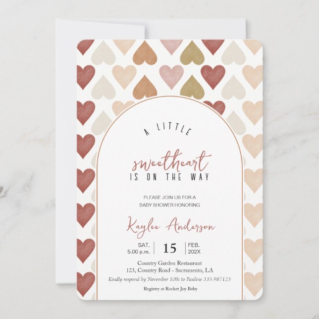 SWEETHEART Baby Shower Valentines invitation (Front)