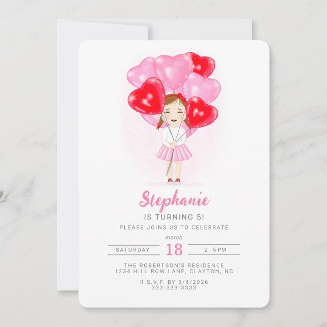 Sweetheart Balloon Birthday  Invitation (Front)