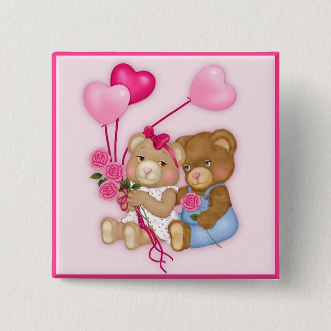 Sweetheart Bears 15 Cm Square Badge (Front)