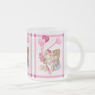 Sweetheart Bears Frosted Glass Coffee Mug