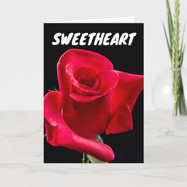 SWEETHEART BIRTHDAY RED ROSE GREETING CARDS (Front)