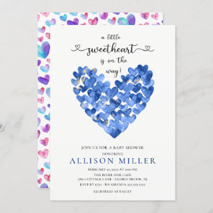 Sweetheart Blue Heart Boys Baby Shower Invitation