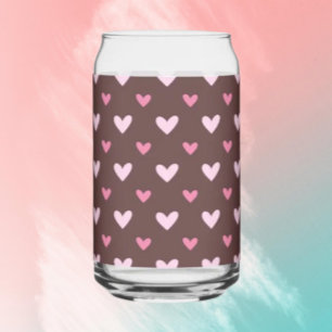 Sweetheart Can Glass – Pink & Blush Hearts