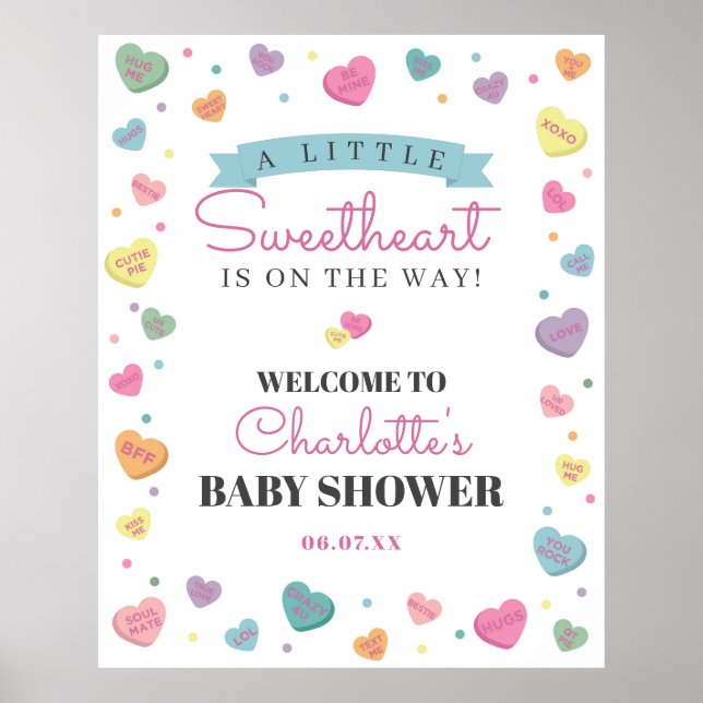Sweetheart Candy Baby Shower Welcome Sign (Front)