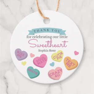 Sweetheart Candy Birthday or Baby Shower Favour Ta Favour Tags