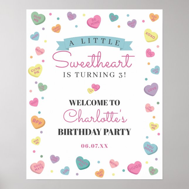 Sweetheart Candy Birthday Welcome Sign (Front)