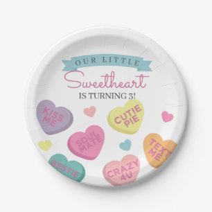 Sweetheart Candy Hearts Birthday Party Decor Paper Plate